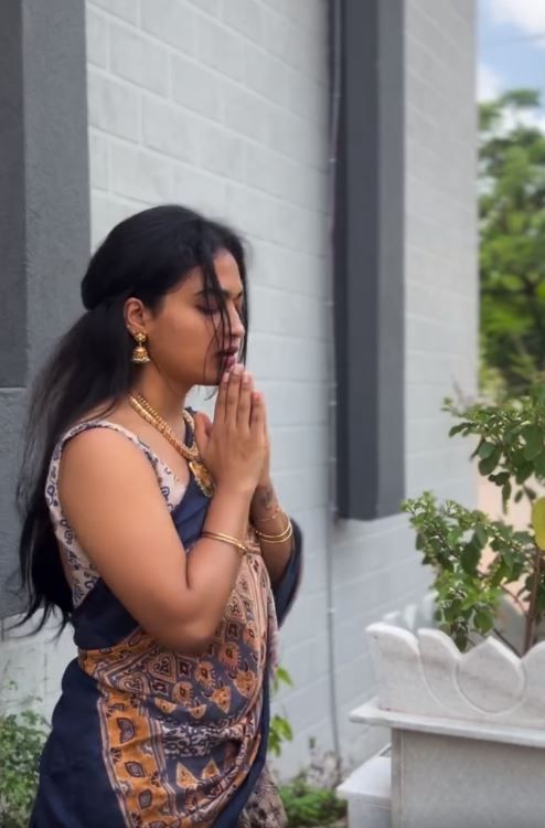 Alekhya Harika Varalakshmi Vratham Special Photos in Half Saree