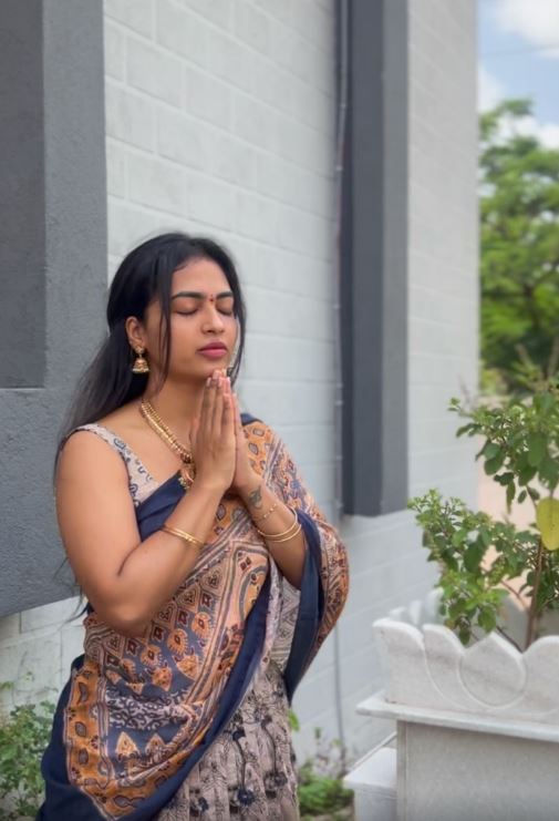 Alekhya Harika Varalakshmi Vratham Special Photos in Half Saree