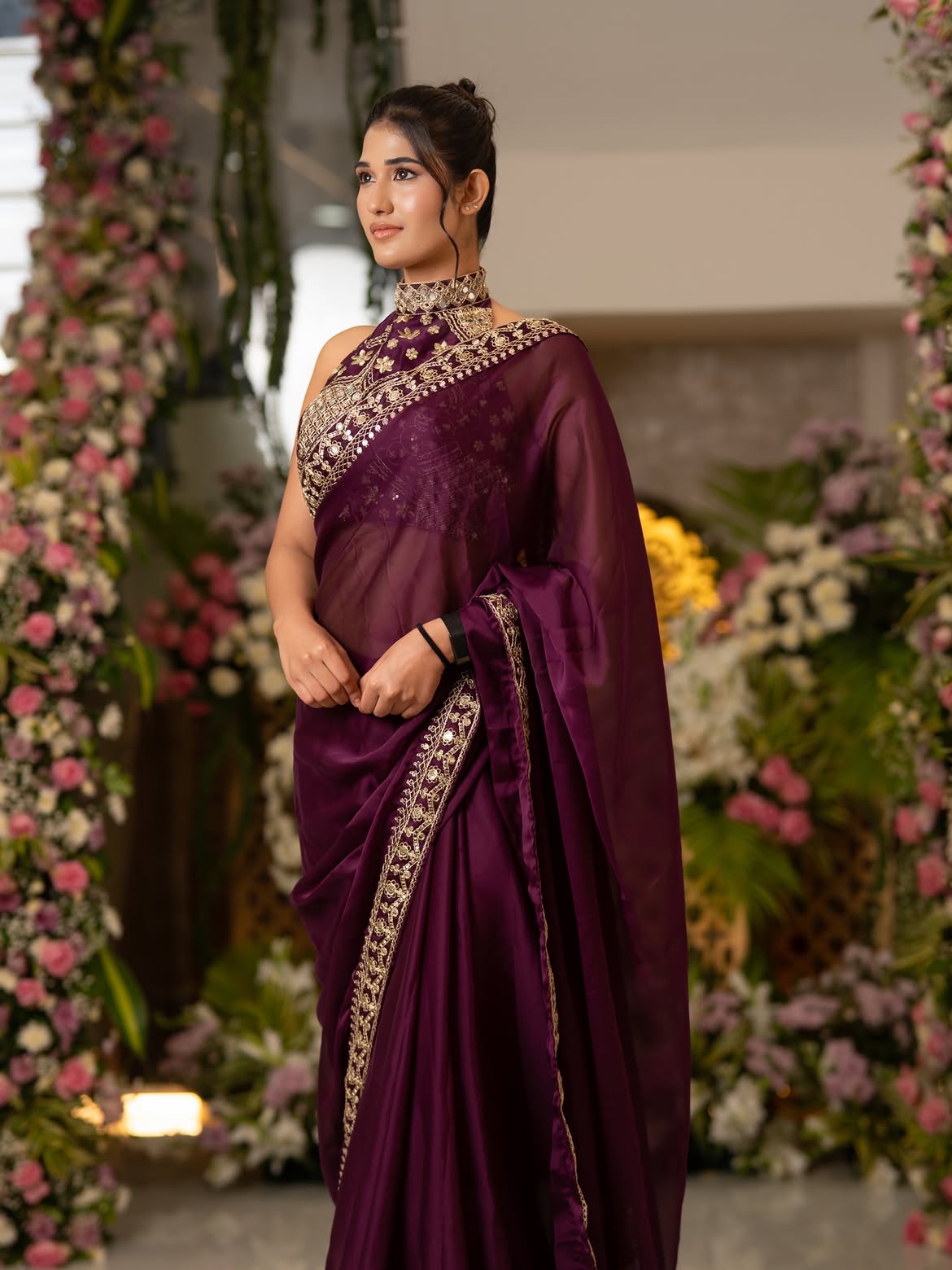 Amrutha Chowdary Stunning Looks in Saree