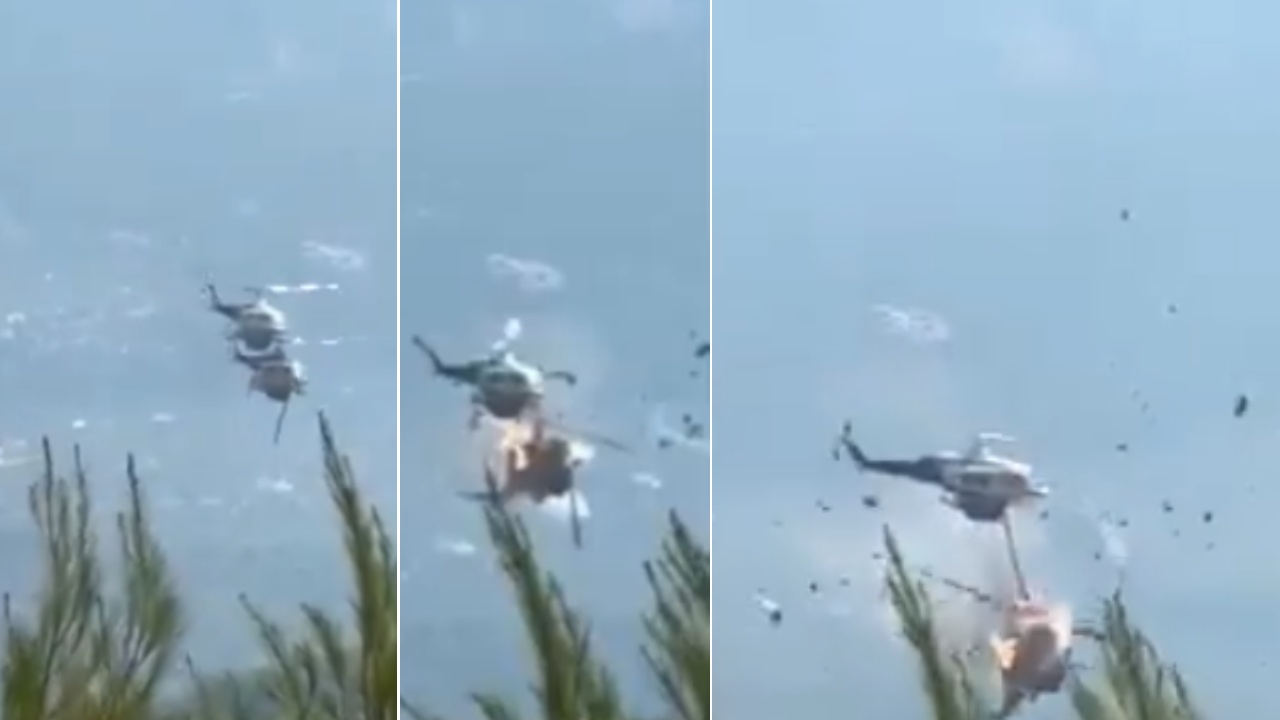 Helicopters Collide MidAir : ఘోర ప్రమాదం.. గాల్లో ఉండగా ఢీకున్న రెండు హెలికాప్టర్లు.. గిరగిరా తిరుగుతూ.. వీడియో వైరల్