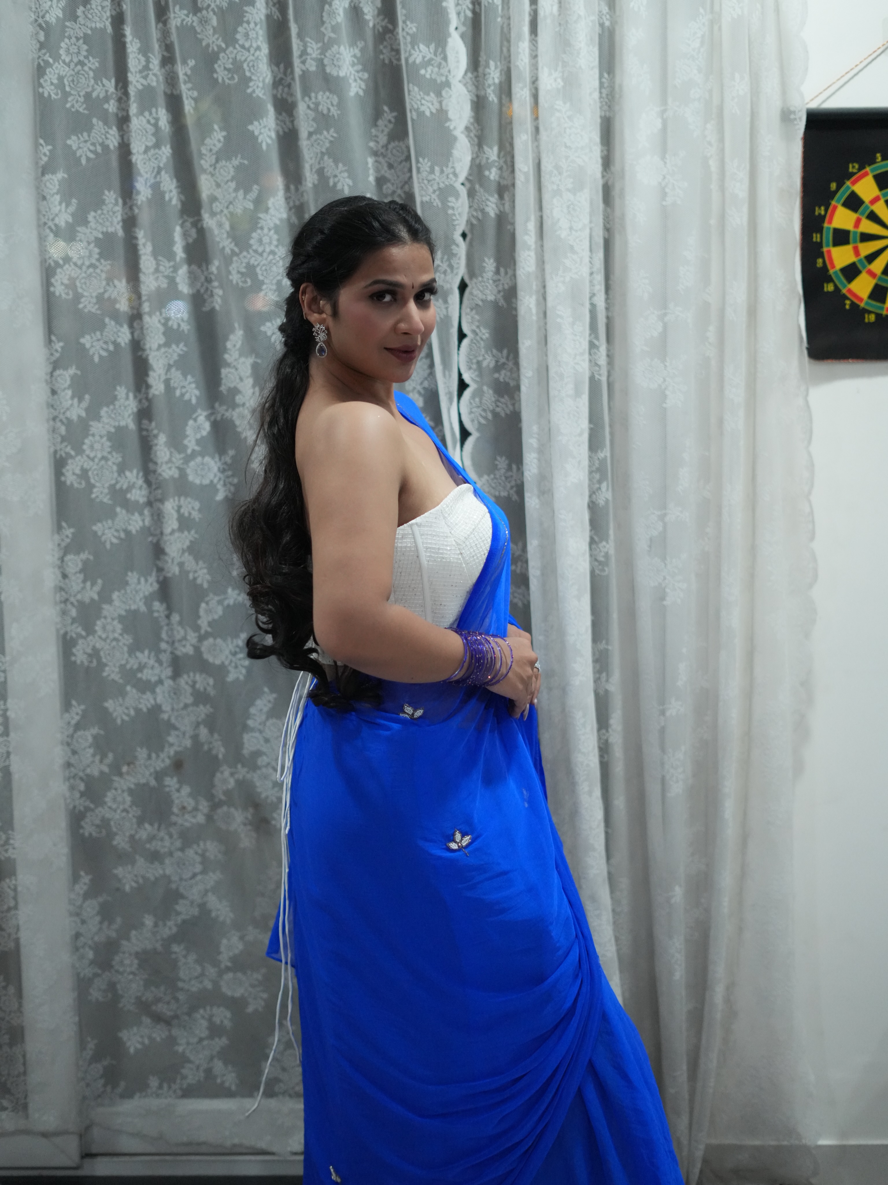 Inaya Sulthana Stunning Looks in Blue Saree