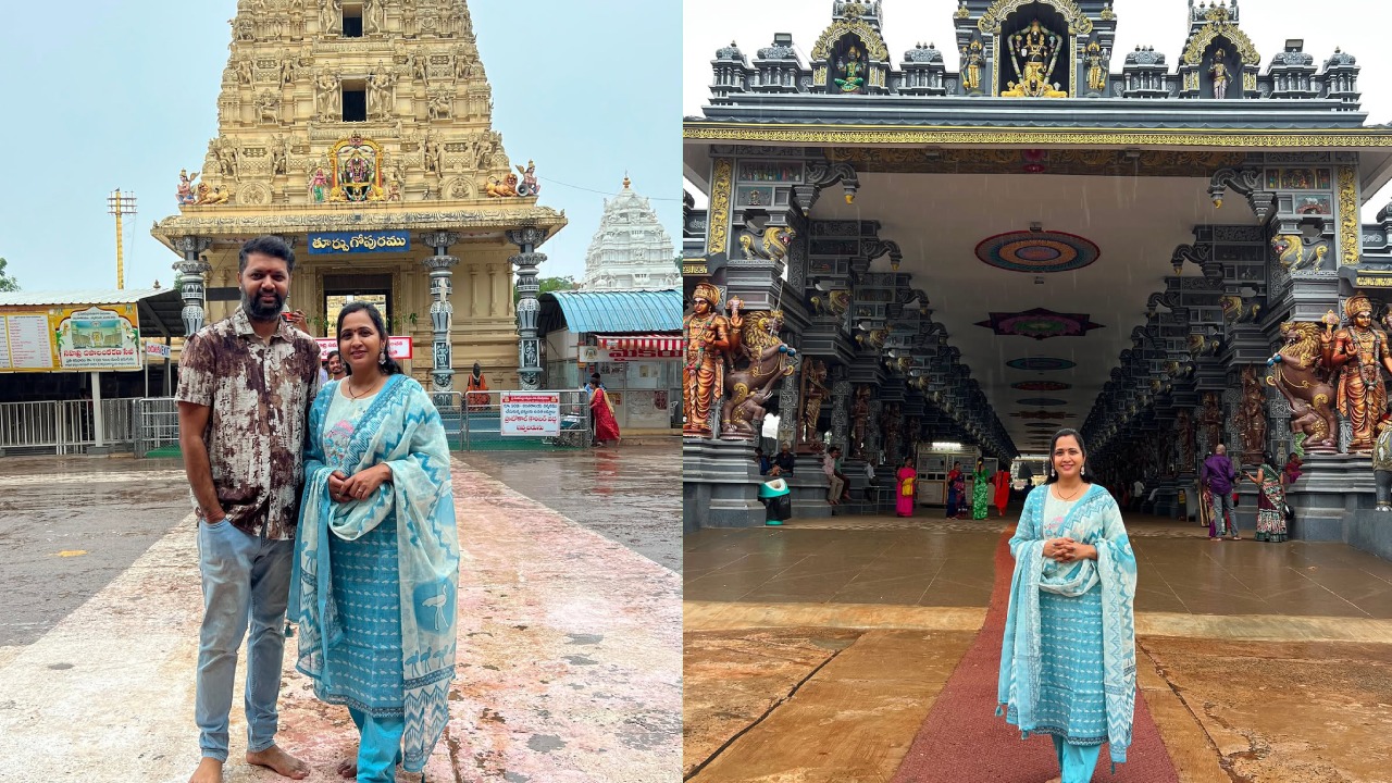 Anchor Lasya : భర్తతో కలిసి ద్వారకా తిరుమల ఆలయం సందర్శించిన యాంకర్ లాస్య..