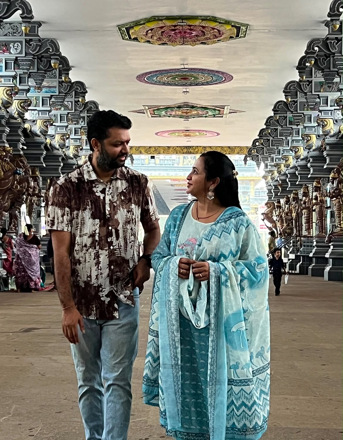 Lasya Manjunath Visits Dwaraka Tirumala with Husband