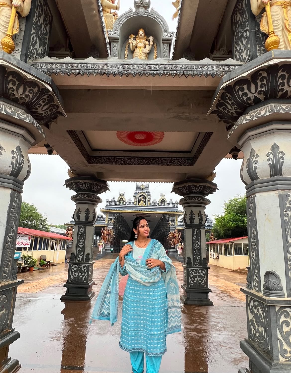 Lasya Manjunath Visits Dwaraka Tirumala with Husband