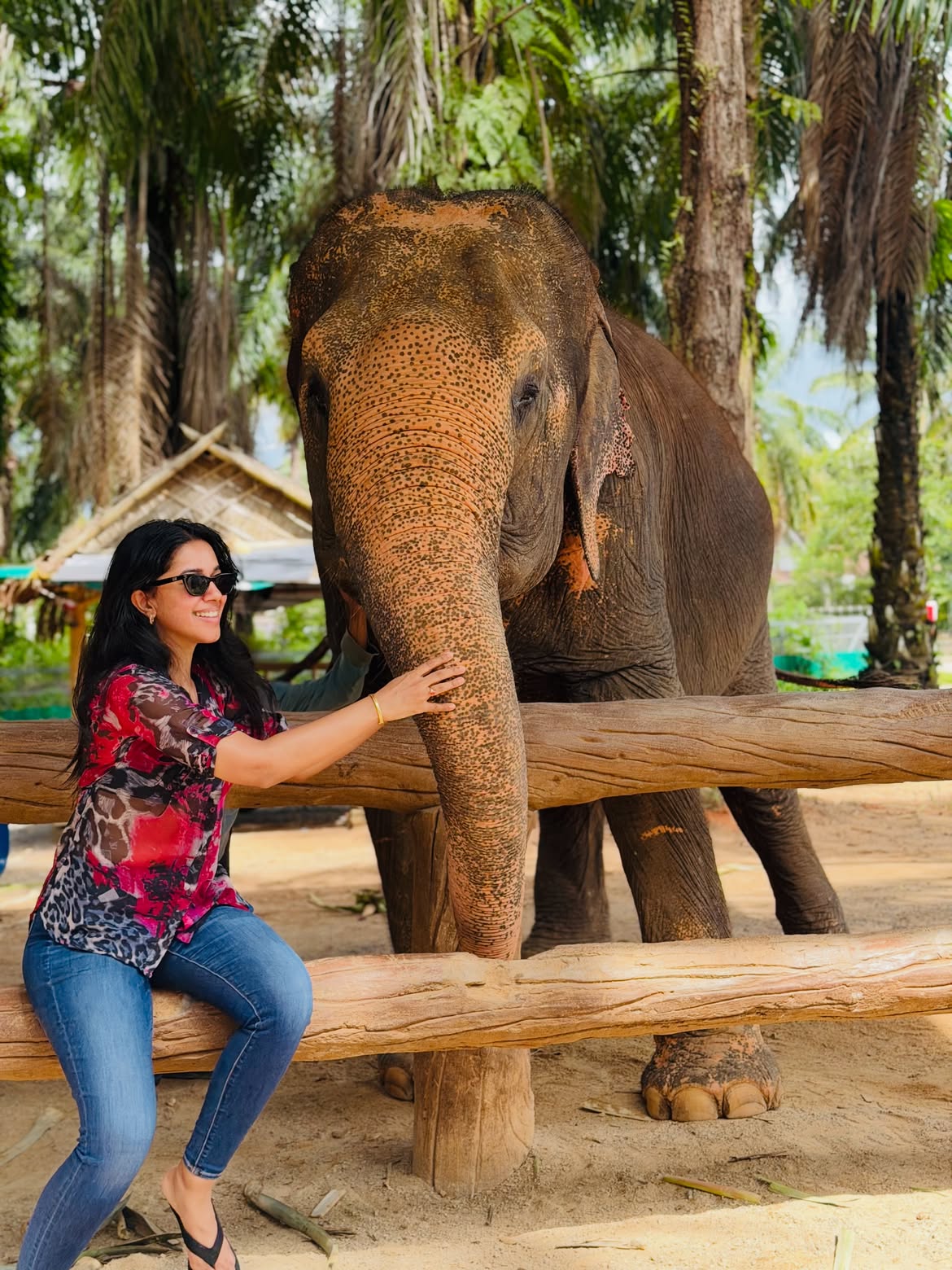 Mirnalini Ravi Playing with Elephants in Thailand