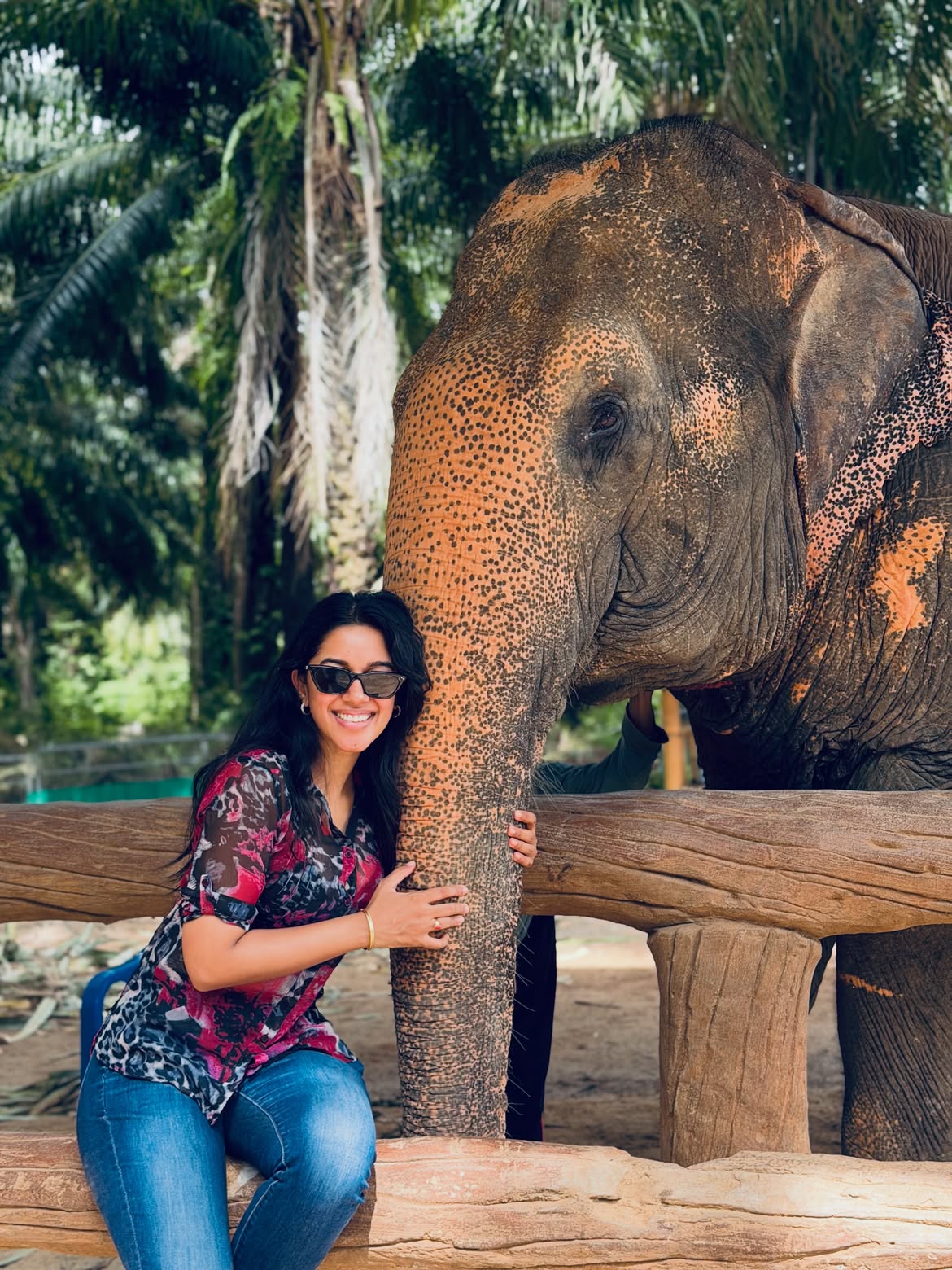 Mirnalini Ravi Playing with Elephants in Thailand