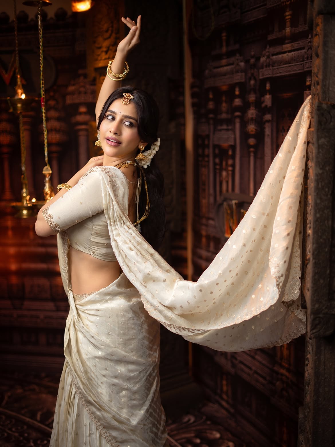 Nabha Natesh Stunning Looks in Saree for Onam