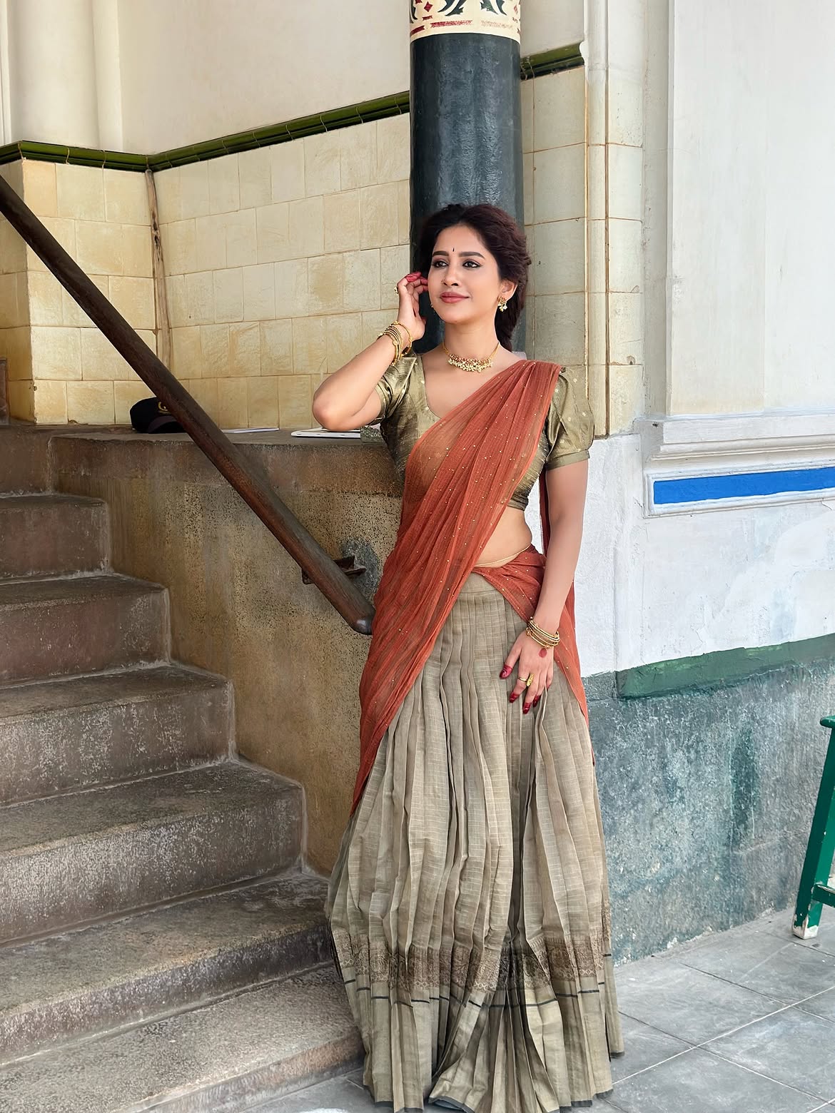Nabha Natesh Half Saree Looks with TVS