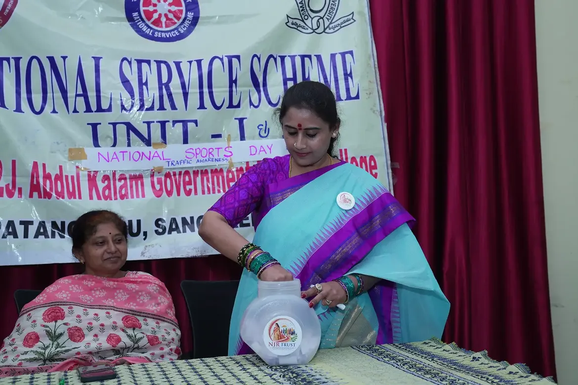 Nandamuri Deepika Janaki Ram distributed helmets to students in memory of Harikrishna