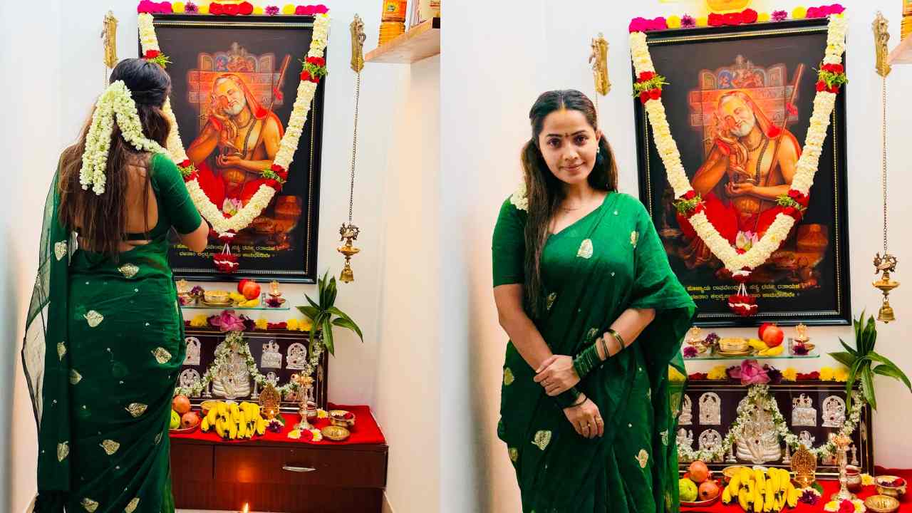 Shobha Shetty : రాఘవేంద్రస్వామికి ప్రత్యేక పూజలు నిర్వహించిన సీరియల్ నటి.. ఫొటోలు..