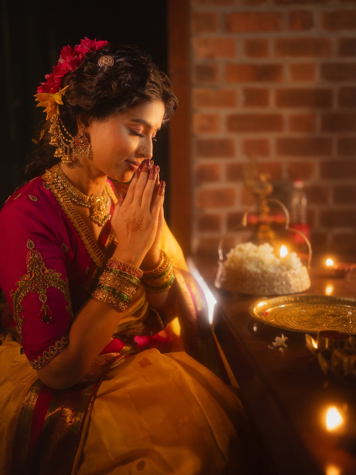 Sneha Traditional Looks for Varalakshmi Vratham