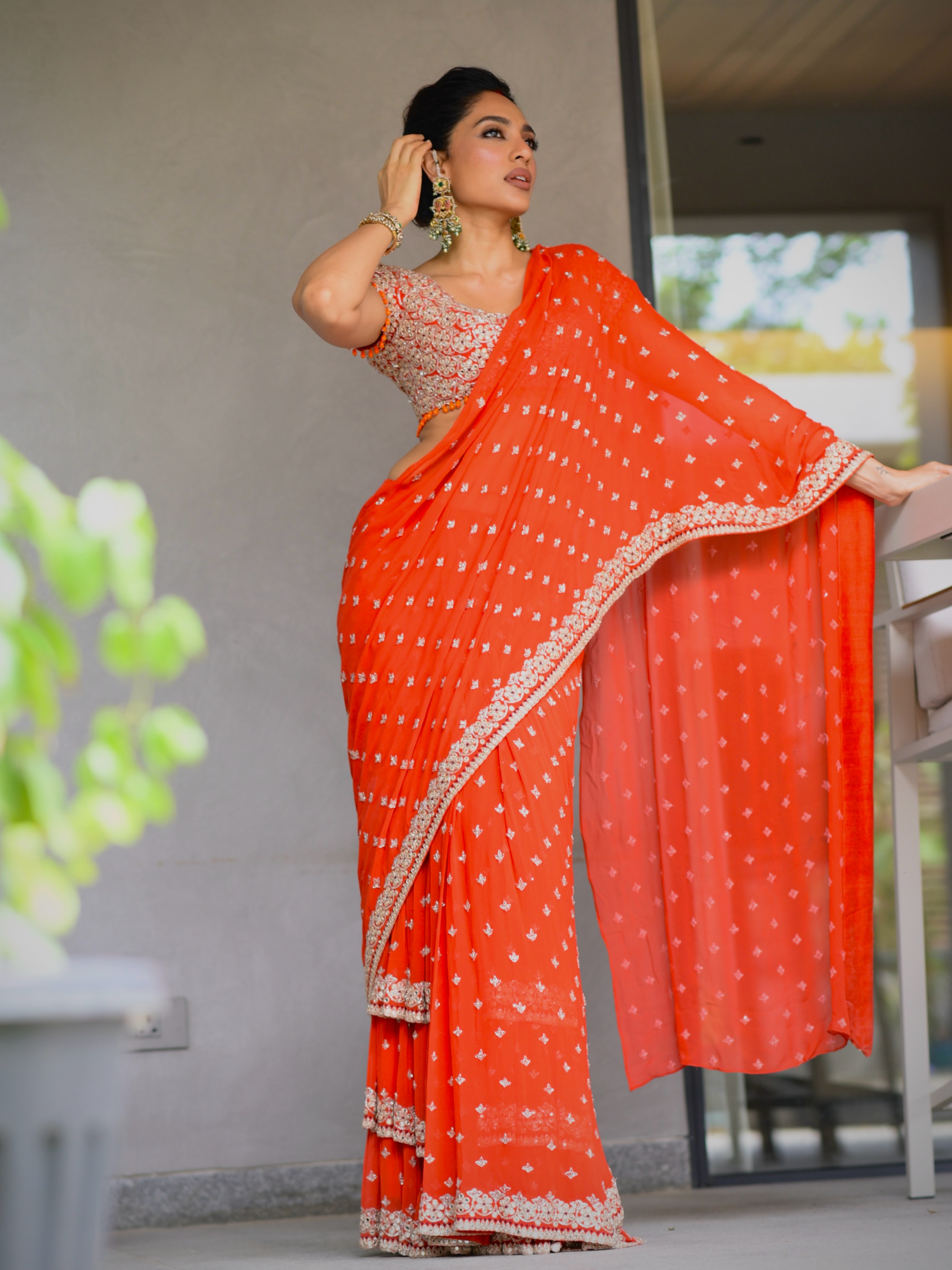Sobhita Dhulipala Stunning Looks in Orange Saree