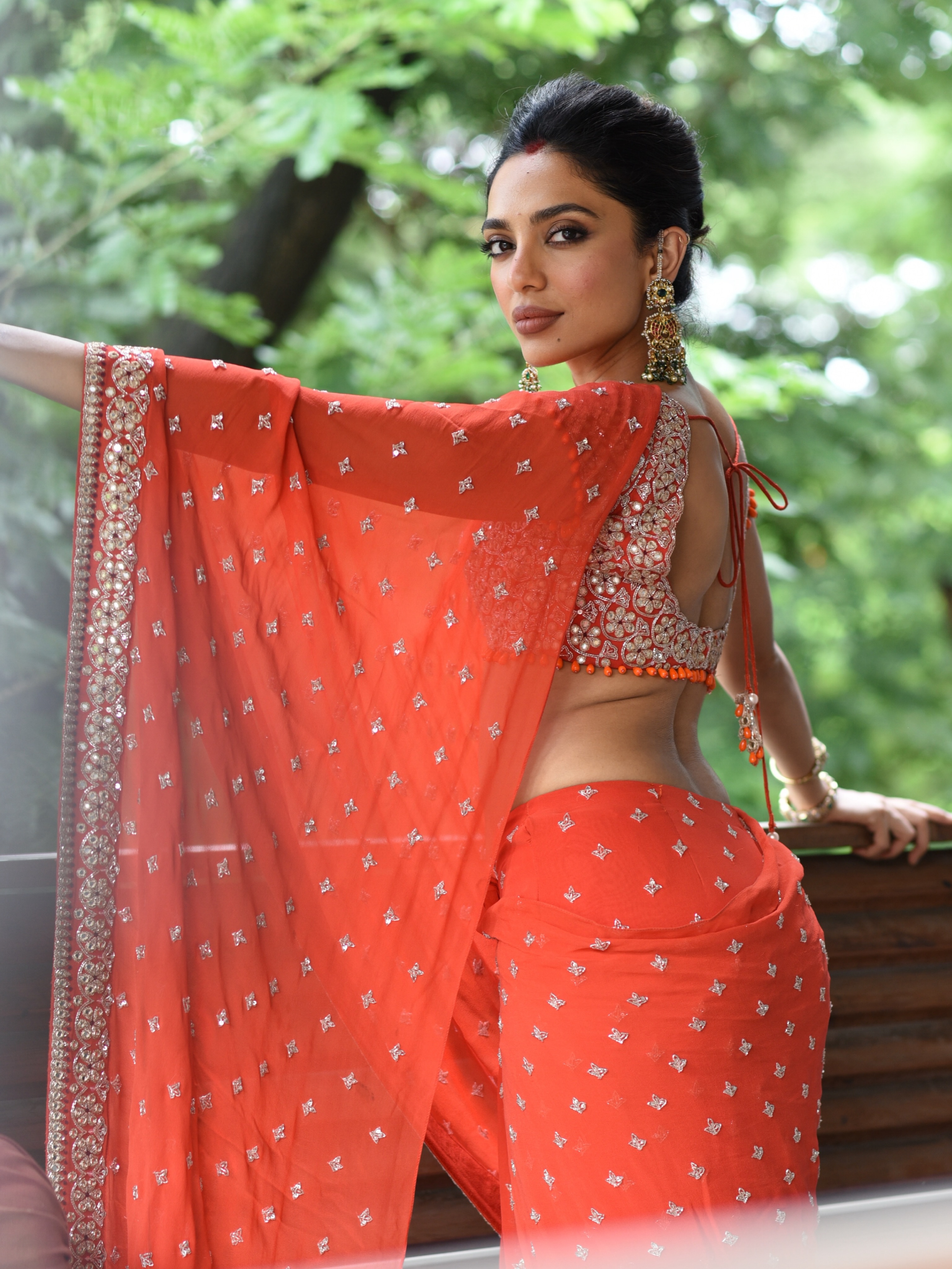 Sobhita Dhulipala Stunning Looks in Orange Saree