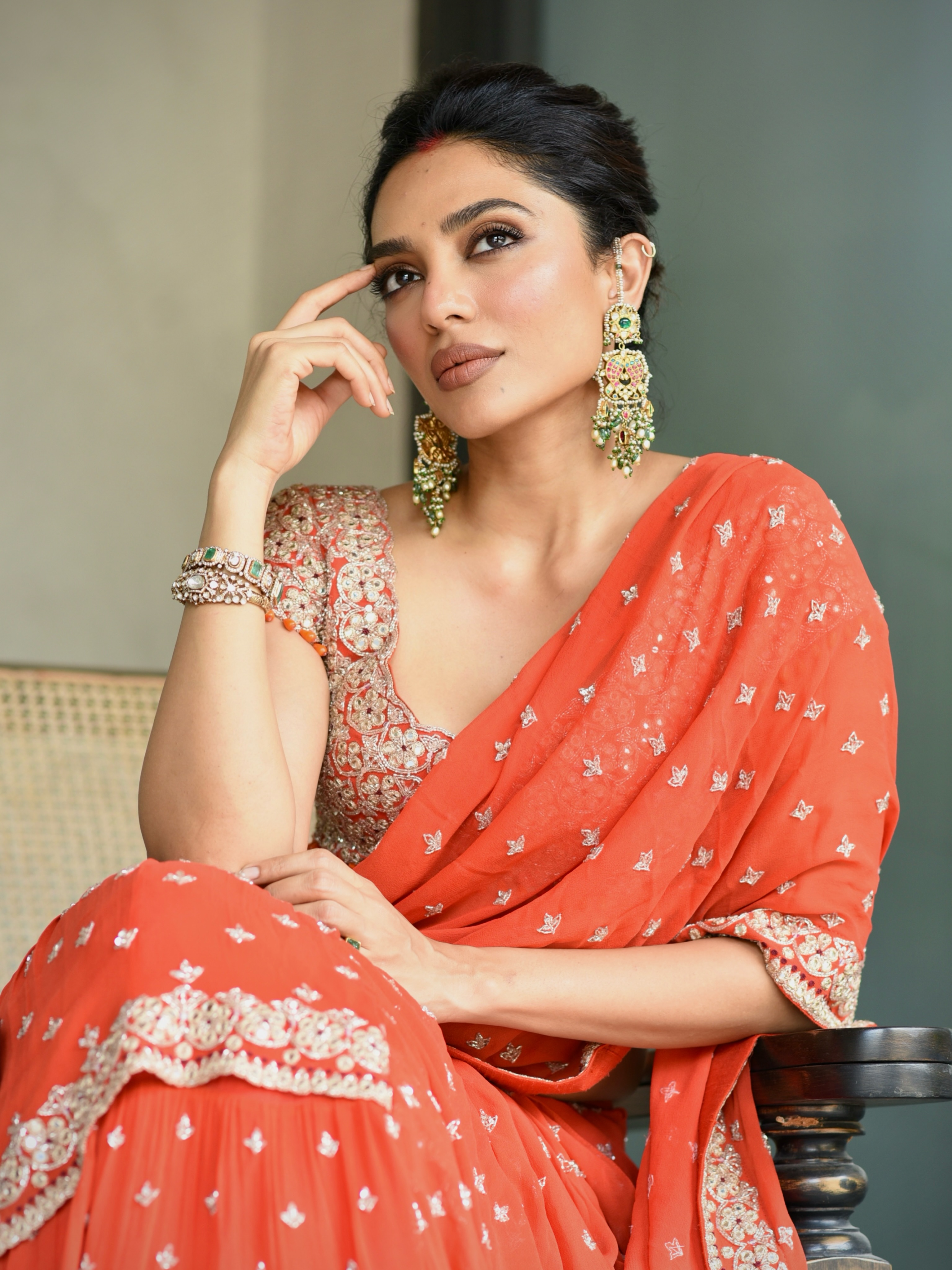 Sobhita Dhulipala Stunning Looks in Orange Saree