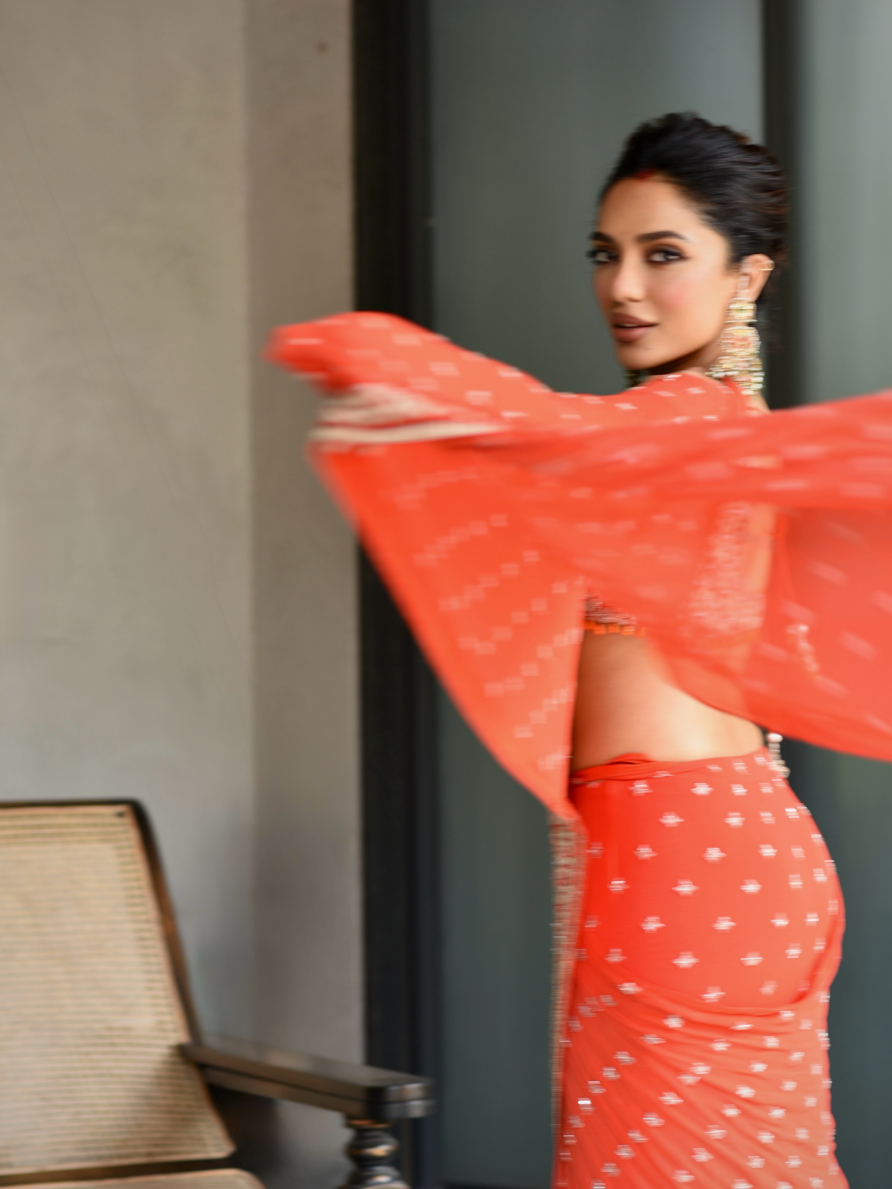 Sobhita Dhulipala Stunning Looks in Orange Saree