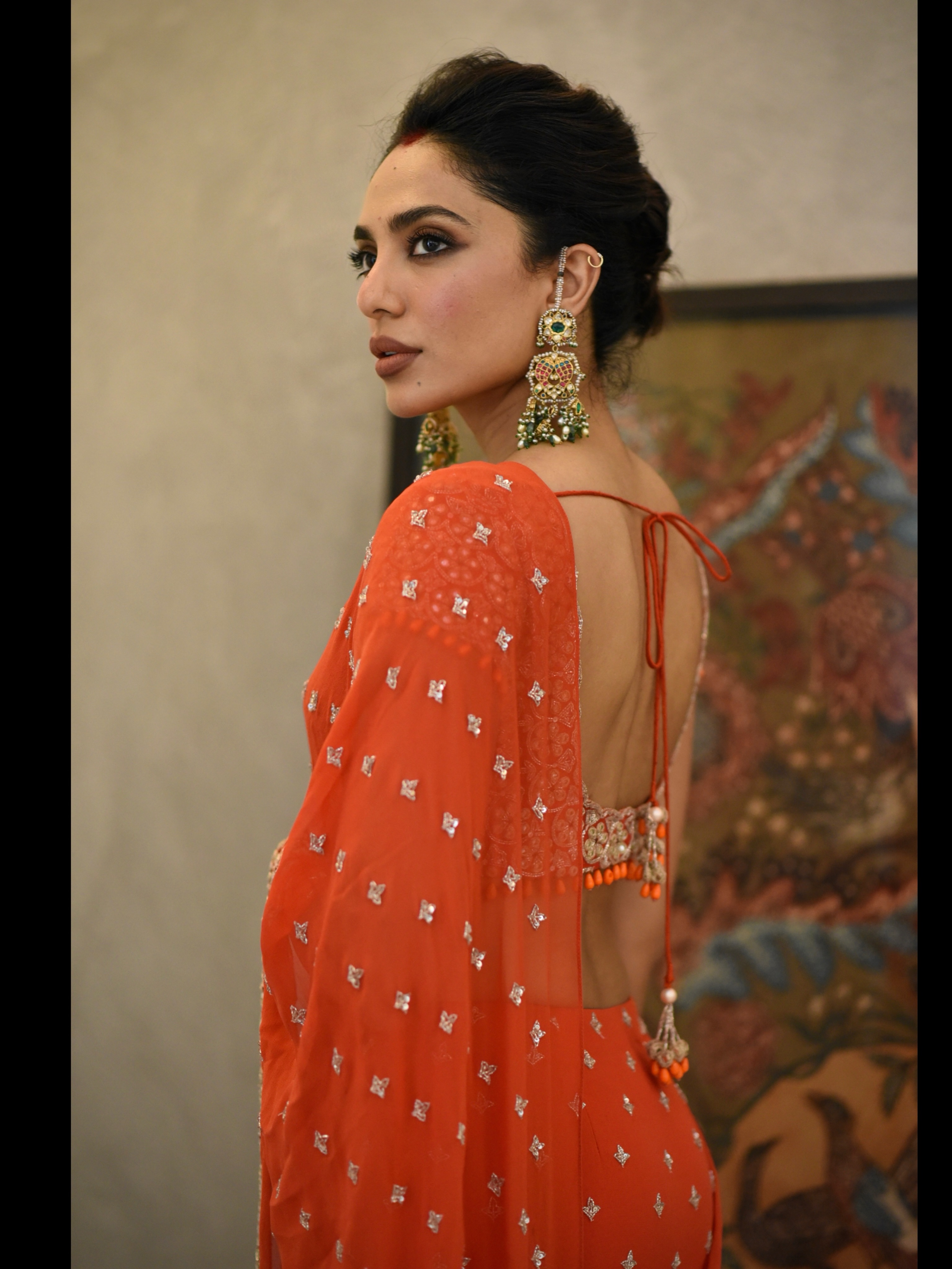 Sobhita Dhulipala Stunning Looks in Orange Saree