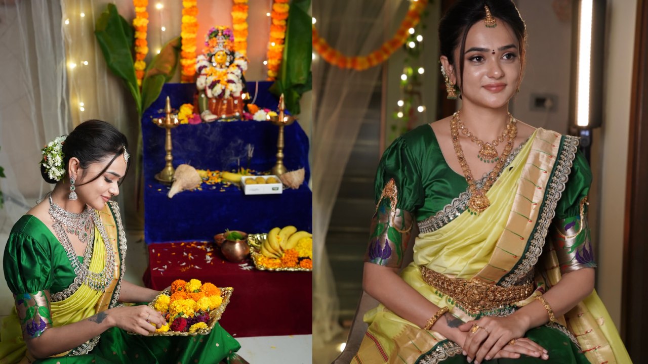Sri Satya : బిగ్ బాస్ ఫేమ్ సత్యశ్రీ వరలక్ష్మి వ్రతం సెలబ్రేషన్స్.. ఫొటోలు..