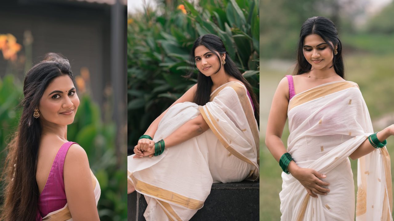 Swathi Karimireddy : కేరళ ఓనం పండగ.. తెలుగమ్మాయి చీరలో.. స్వాతి ఫొటోలు..