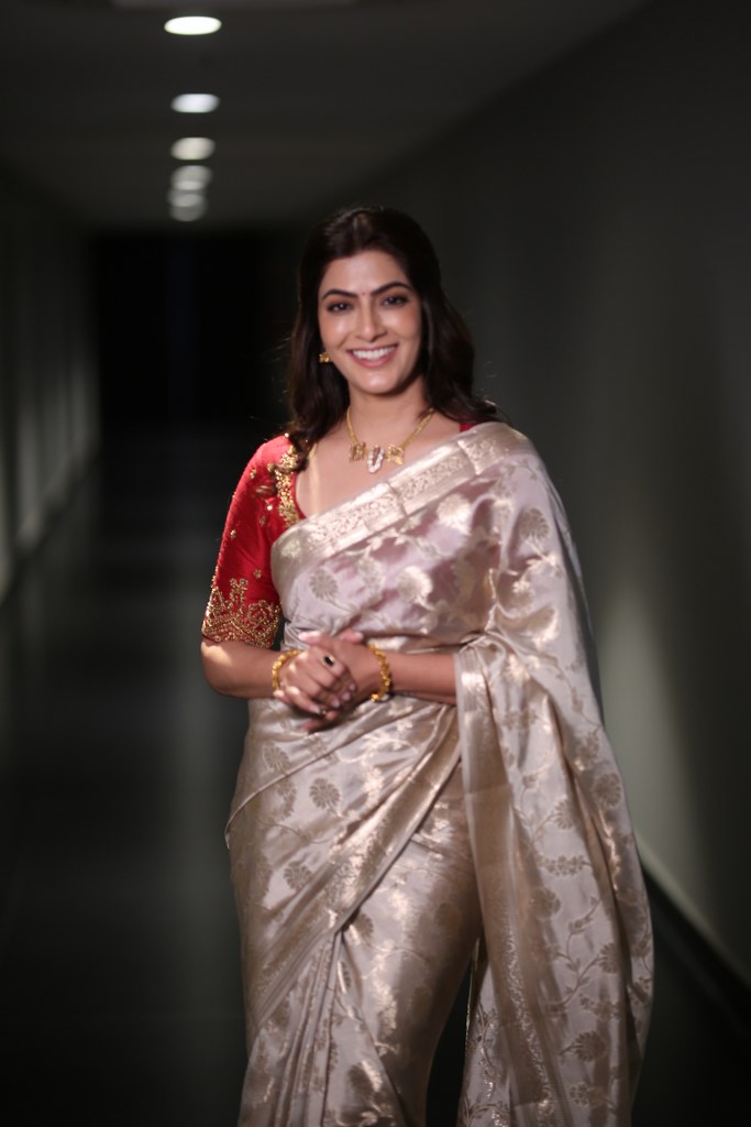 Varalaxmi Sarathkumar Stunning Looks in Saree at Kurma Avatar