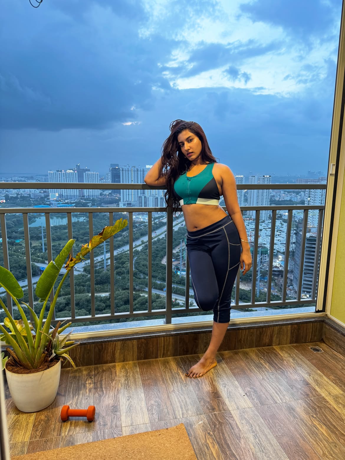 Vishnu Priya Bhimeneni Poses in Gym Outfit