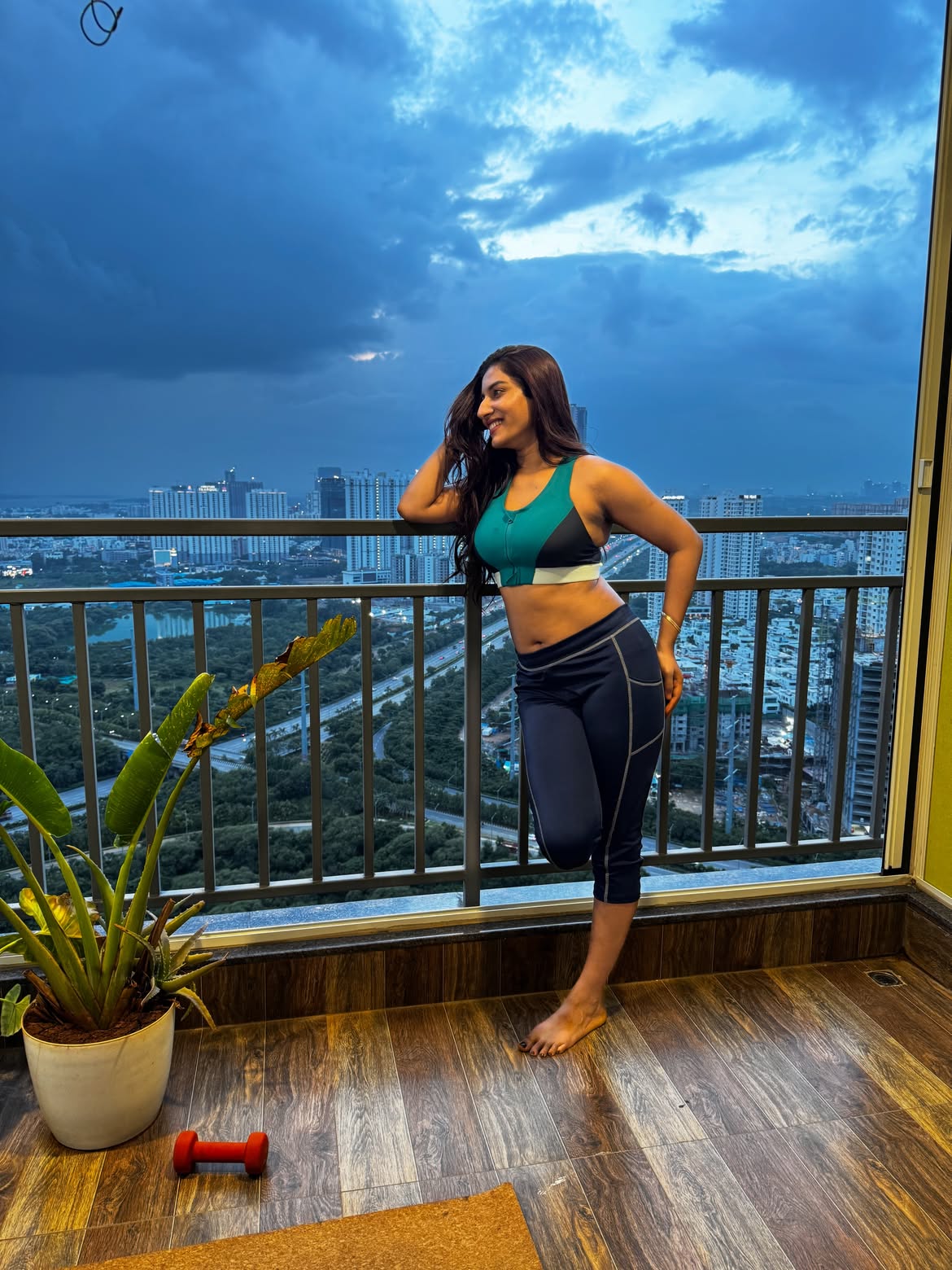 Vishnu Priya Bhimeneni Poses in Gym Outfit