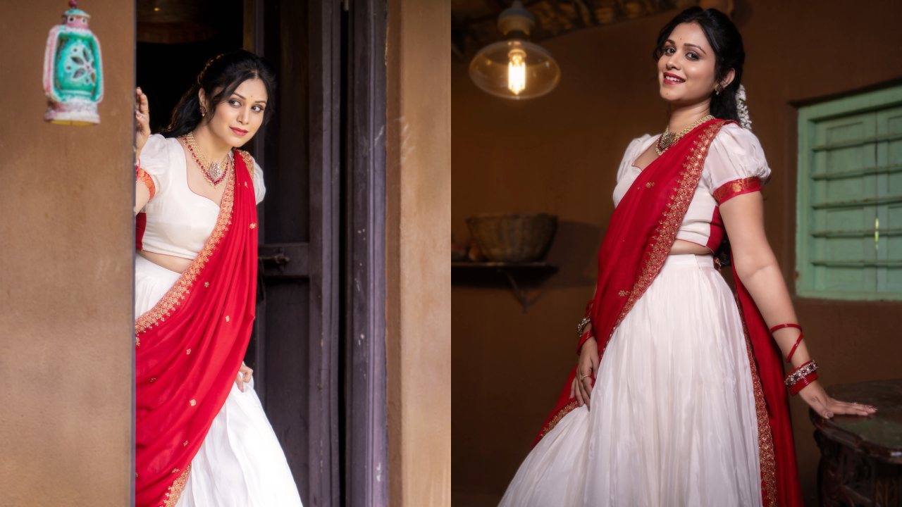 Yashmi Gowda Stunning Looks in Half Saree