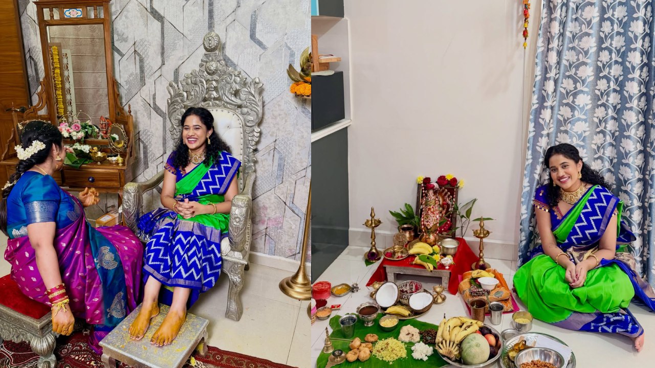 Kirrak Seetha : బిగ్ బాస్ కిరాక్ సీత వరలక్ష్మి వ్రతం పూజలు.. ఫొటోలు..