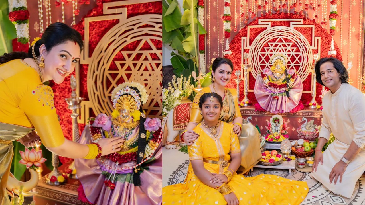Sridevi Vijaykumar : ప్రభాస్ ఫస్ట్ సినిమా హీరోయిన్.. ఫ్యామిలీతో శ్రీదేవి వరలక్ష్మి వ్రతం.. ఫొటోలు..