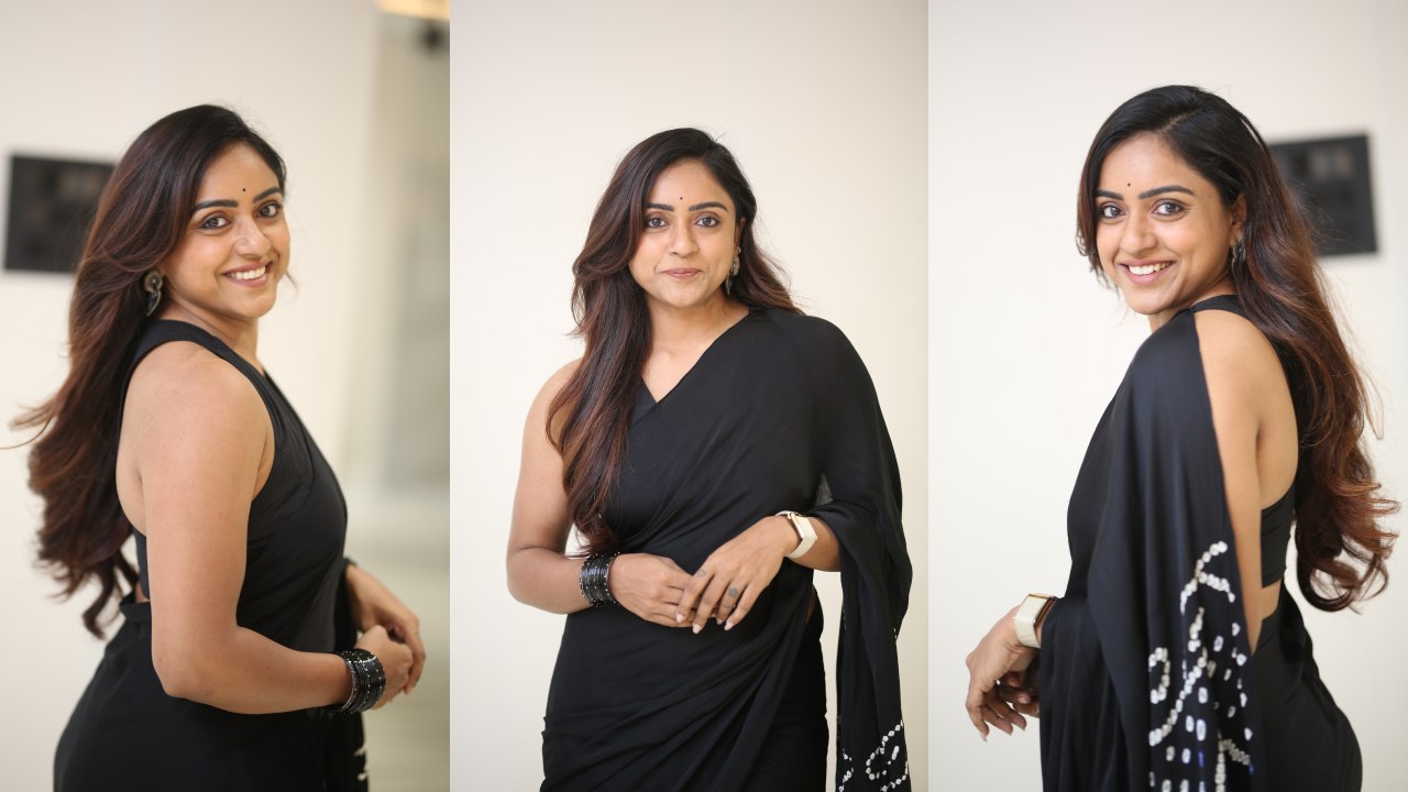 Vithika Sheru : వరుణ్ సందేశ్ భార్య.. నలుపు చీరలో వితిక షేరు అందాల విందు..