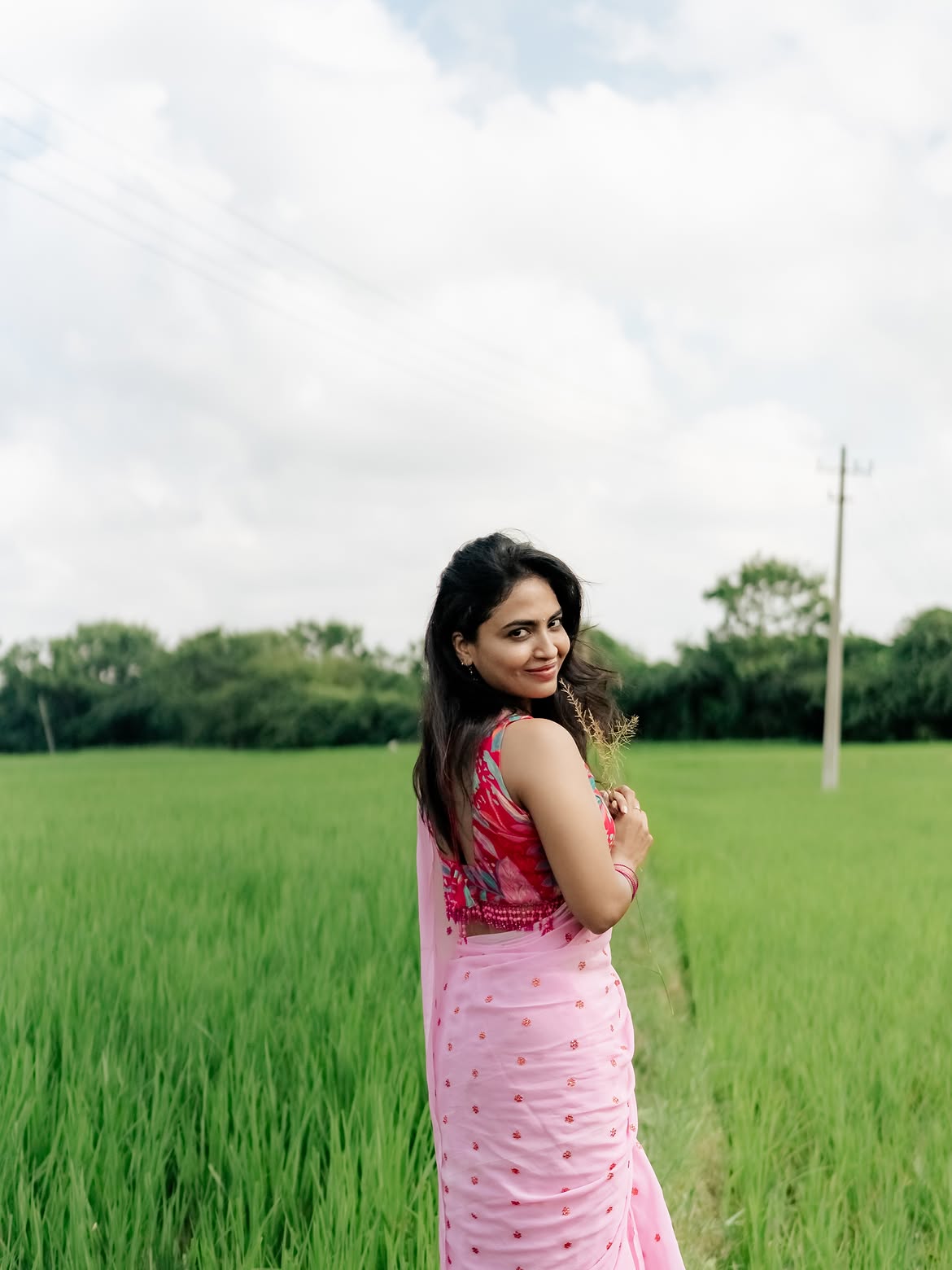 Alekhya Harika Poses in Saree at Fields