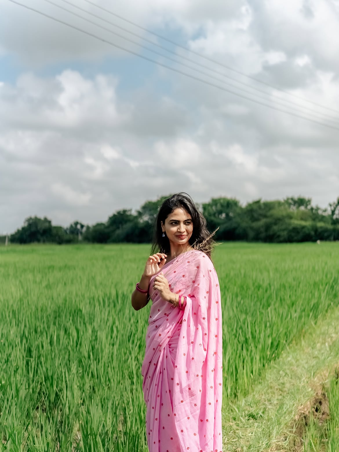 Alekhya Harika Poses in Saree at Fields