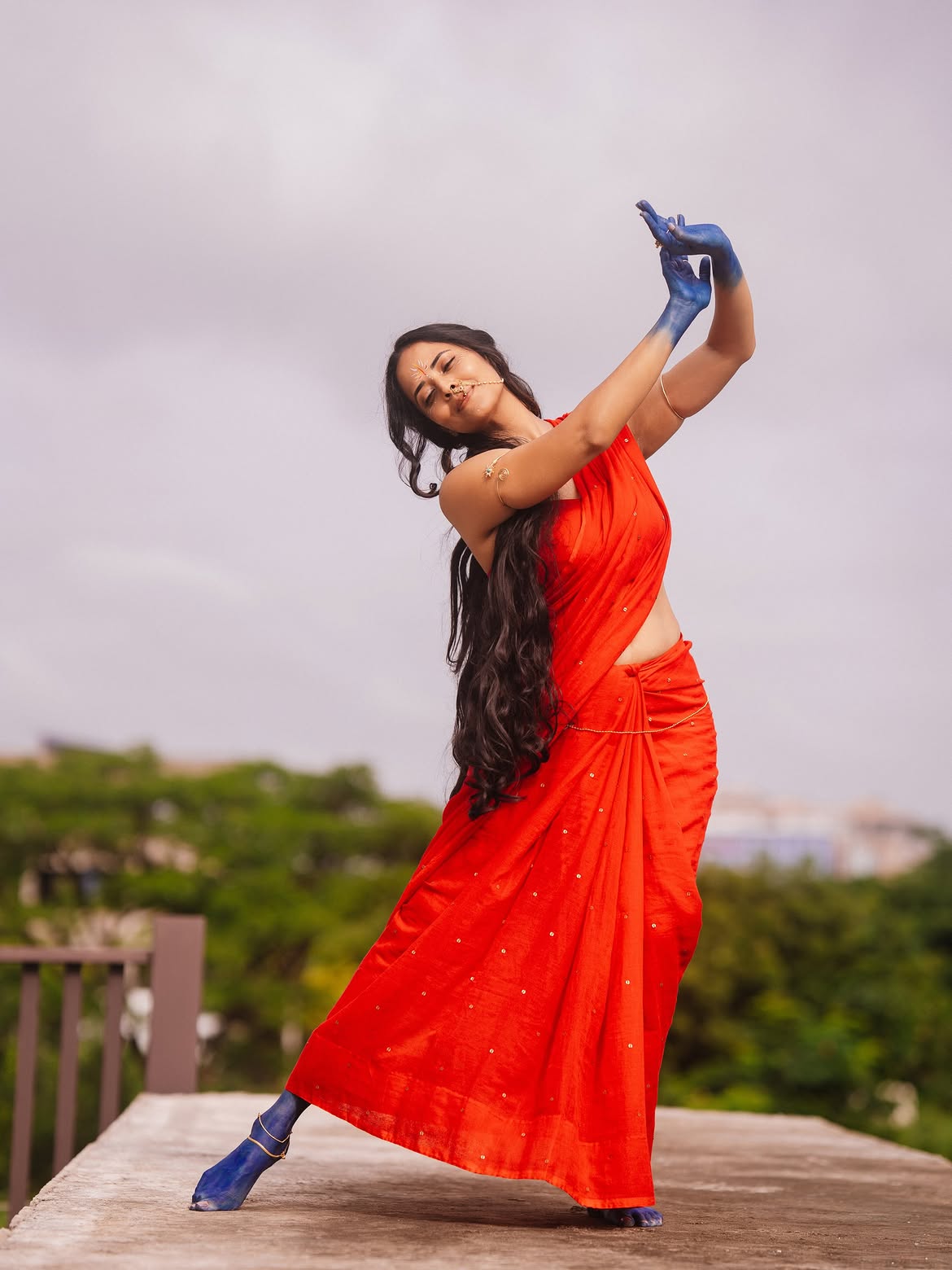Anasuya Bharadwaj Dance Poses on Krishnashtami
