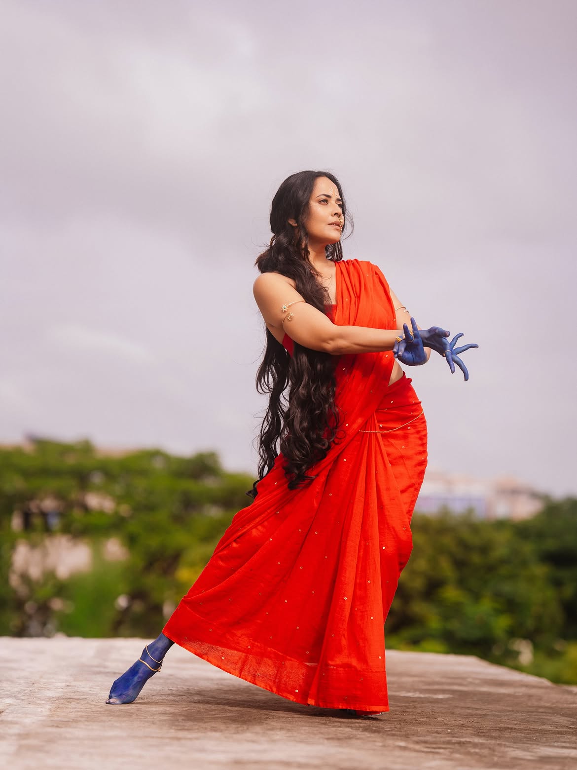 Anasuya Bharadwaj Dance Poses on Krishnashtami