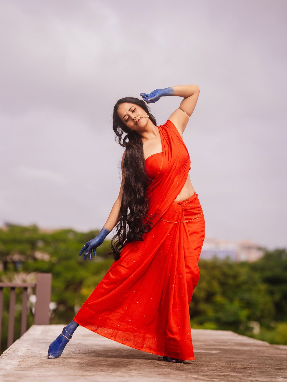 Anasuya Bharadwaj Dance Poses on Krishnashtami