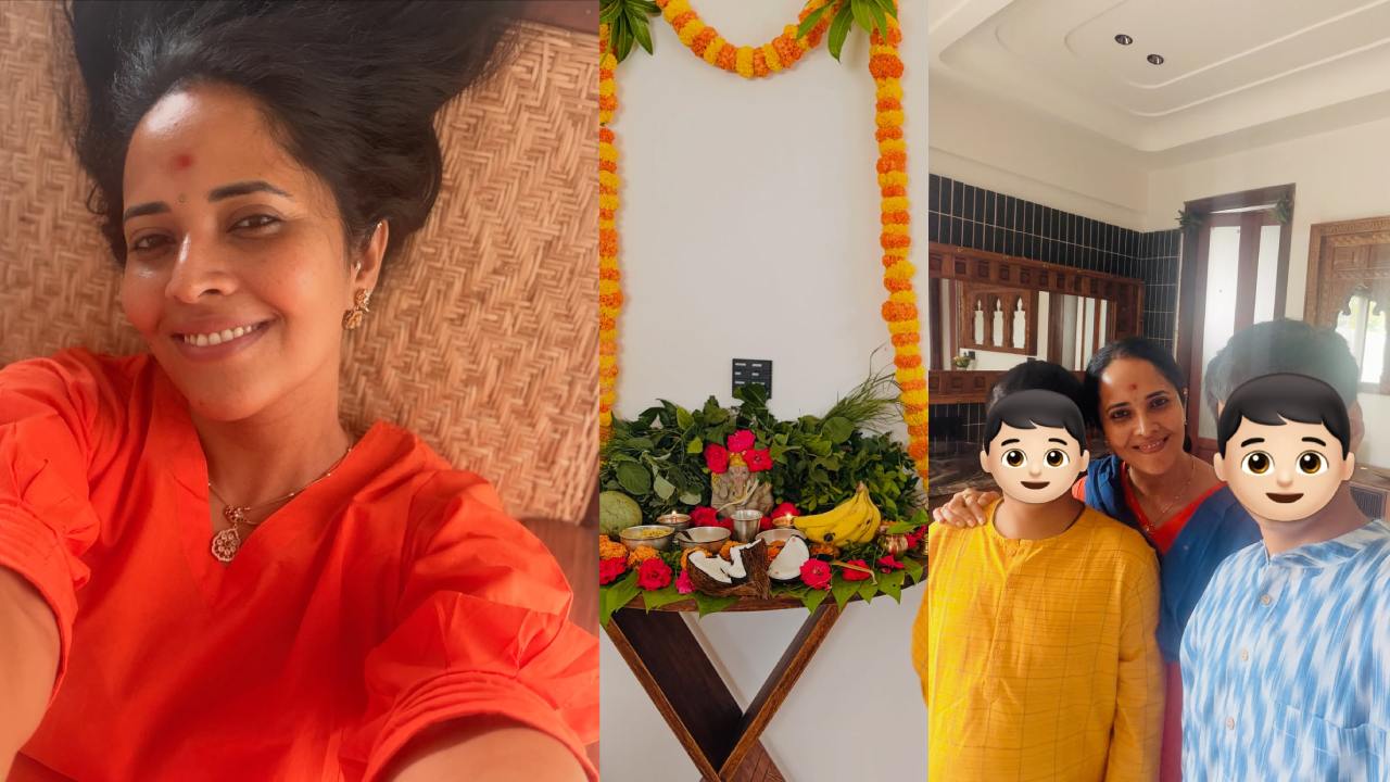 Anasuya Bharadwaj : పిల్లలతో కలిసి అనసూయ వినాయక చవితి సెలబ్రేషన్స్.. ఫొటోలు..