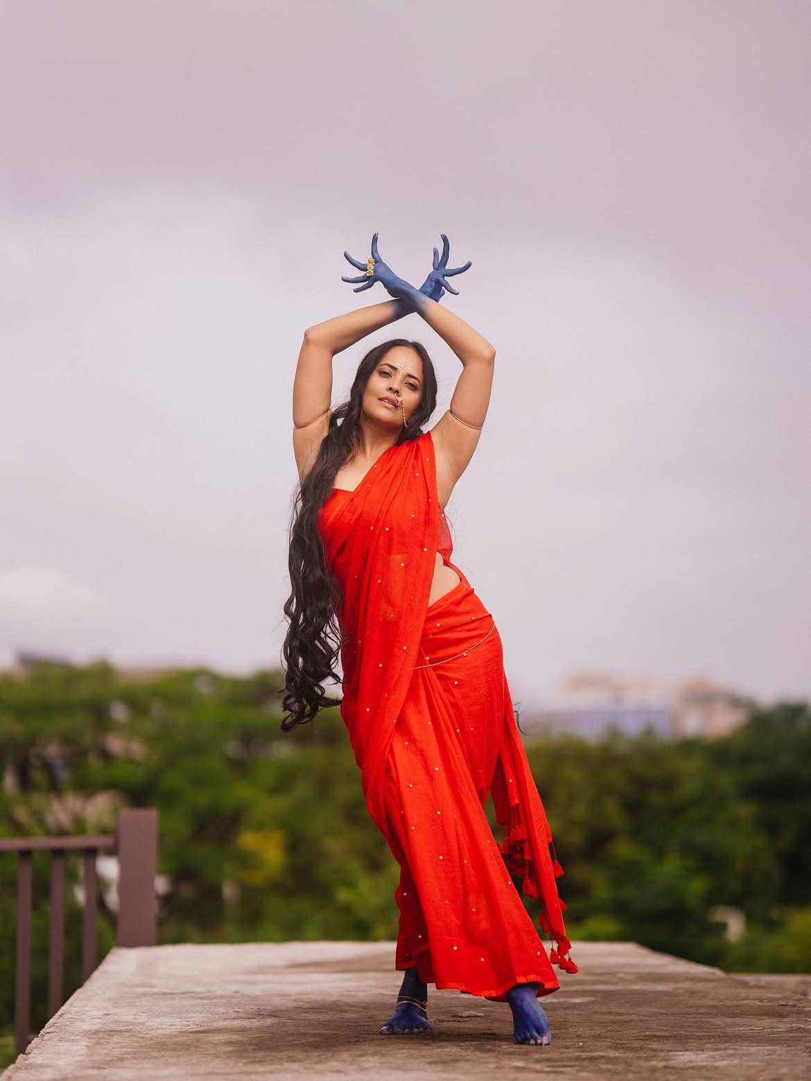 Anasuya Bharadwaj Dance Poses on Krishnashtami