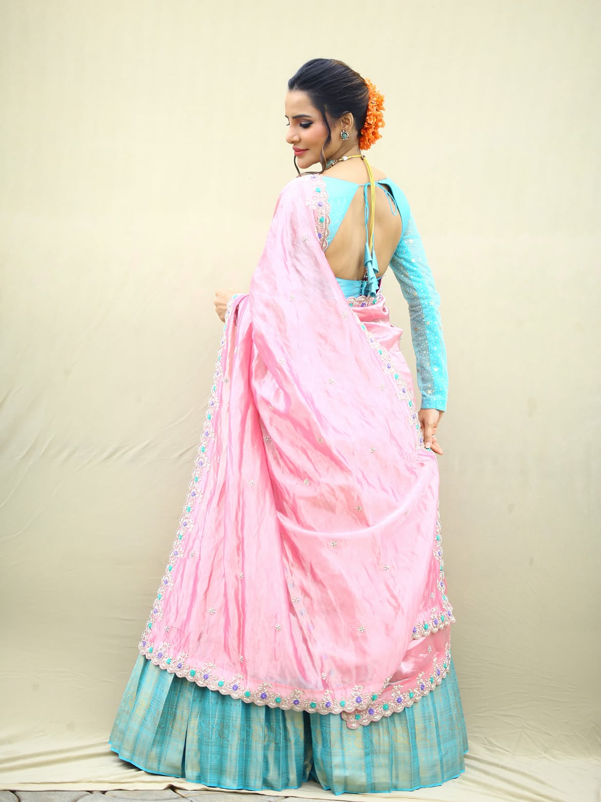 Ashu Reddy Half Saree Looks