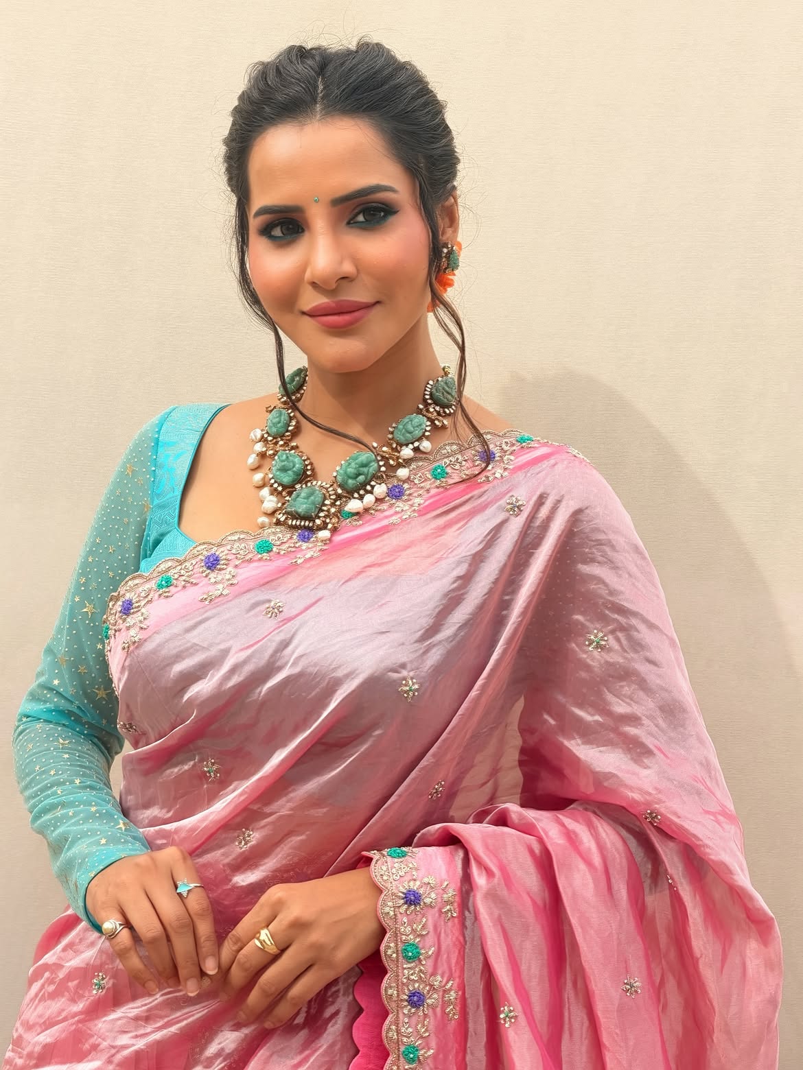 Ashu Reddy Half Saree Looks