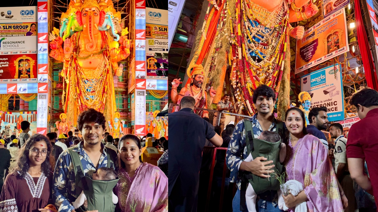 Kevvu Kartheek : భార్య‌, కూతురితో.. ఖైర‌తాబాద్ మ‌హా గ‌ణ‌ప‌తిని ద‌ర్శించుకున్న జ‌బ‌ర్ద‌స్త్‌ కెవ్వు కార్తీక్‌..