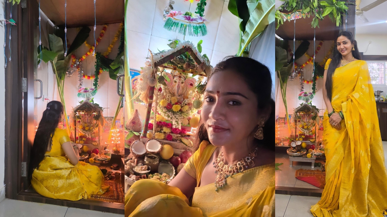 Gayathri Simhadri : వినాయ‌కుడి పూజ‌లో కార్తీక దీపం న‌టి.. గాయత్రి సింహాద్రి క్యూట్ ఫోటోలు..
