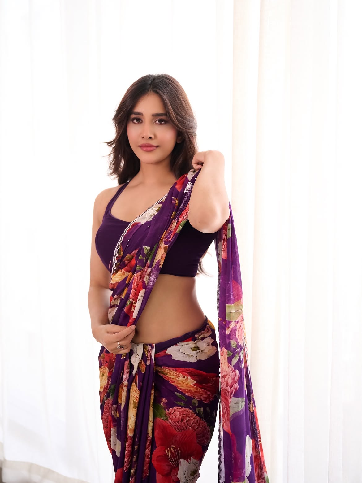 Nabha Natesh Delicacy Looks in Saree