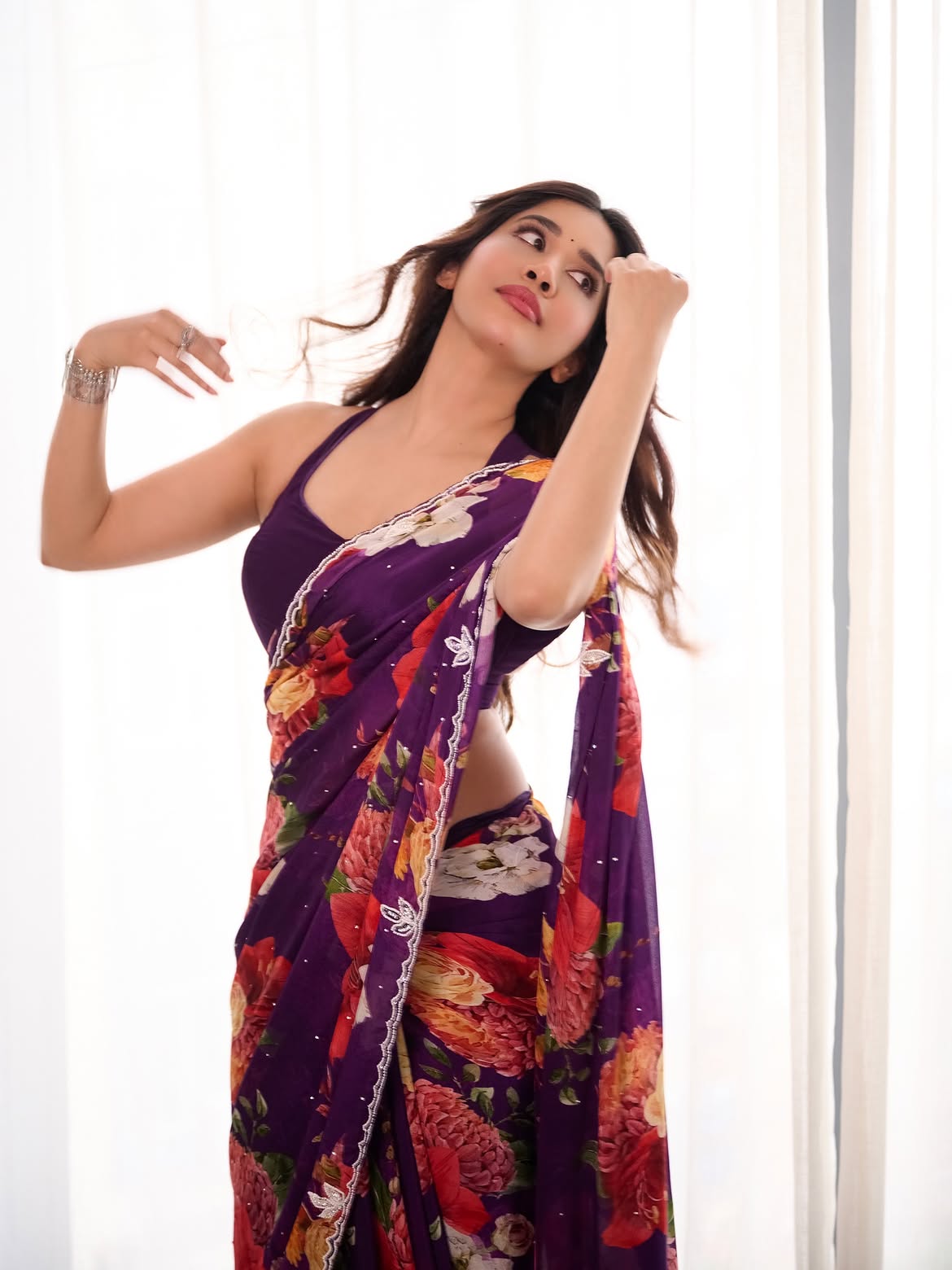 Nabha Natesh Delicacy Looks in Saree