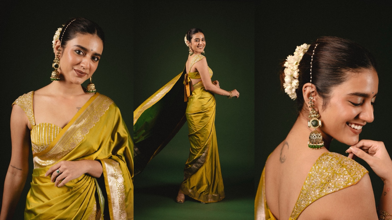 Priya Prakash Varrier : త‌ల‌లో మ‌ల్లెపూలు, గోల్డ్ క‌ల‌ర్ శారీలో క‌న్నుగీటు భామ‌.. ప్రియా ప్ర‌కాశ్ వారియ‌ర్ ఫోటోలు వైర‌ల్