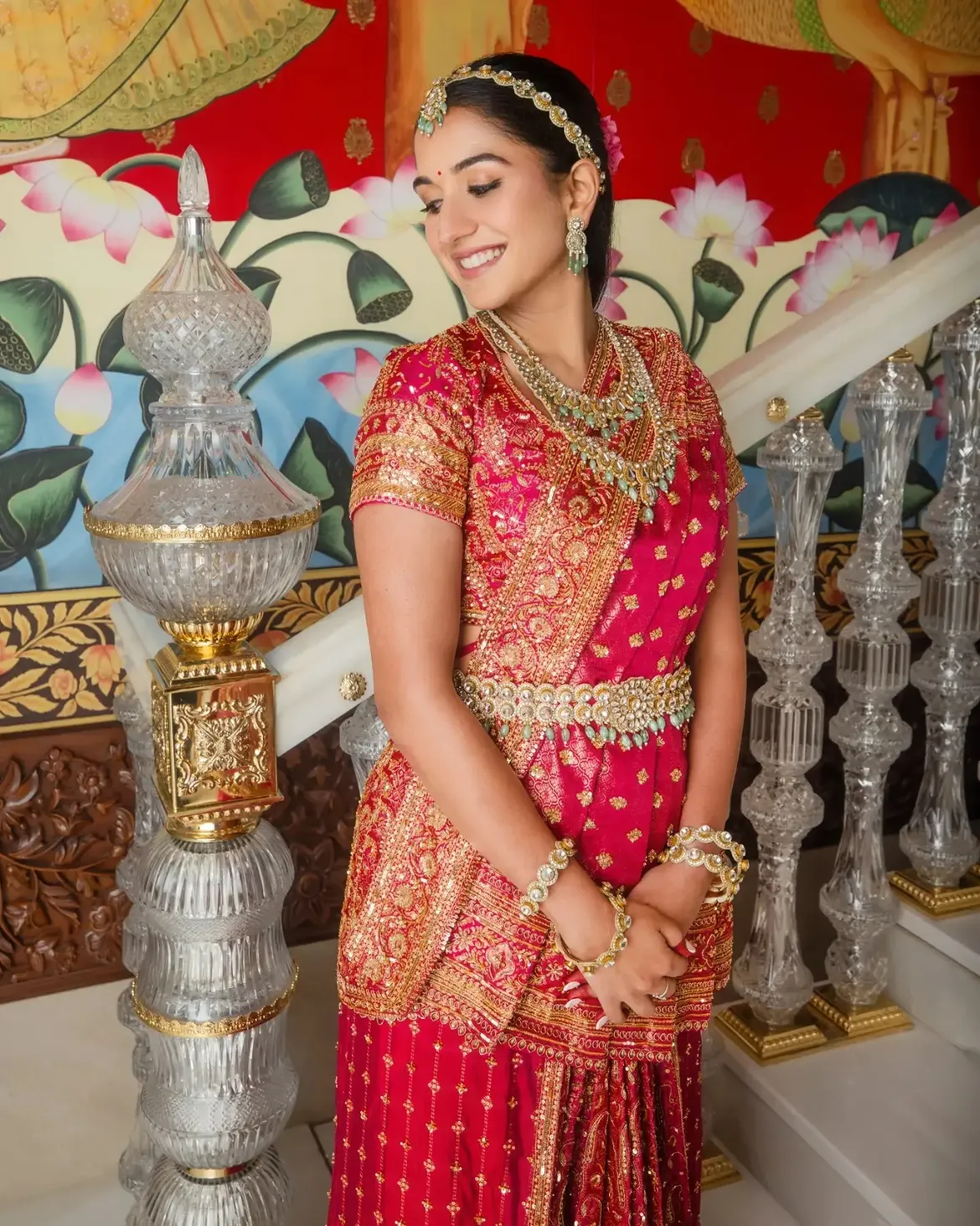 Anant Ambani Spouse Radhika Merchant Shines in Vinayaka Chavithi Celebrations