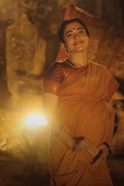 Rashmika Mandanna Baby Bump Photos goes Viral from Ranabaali Sets