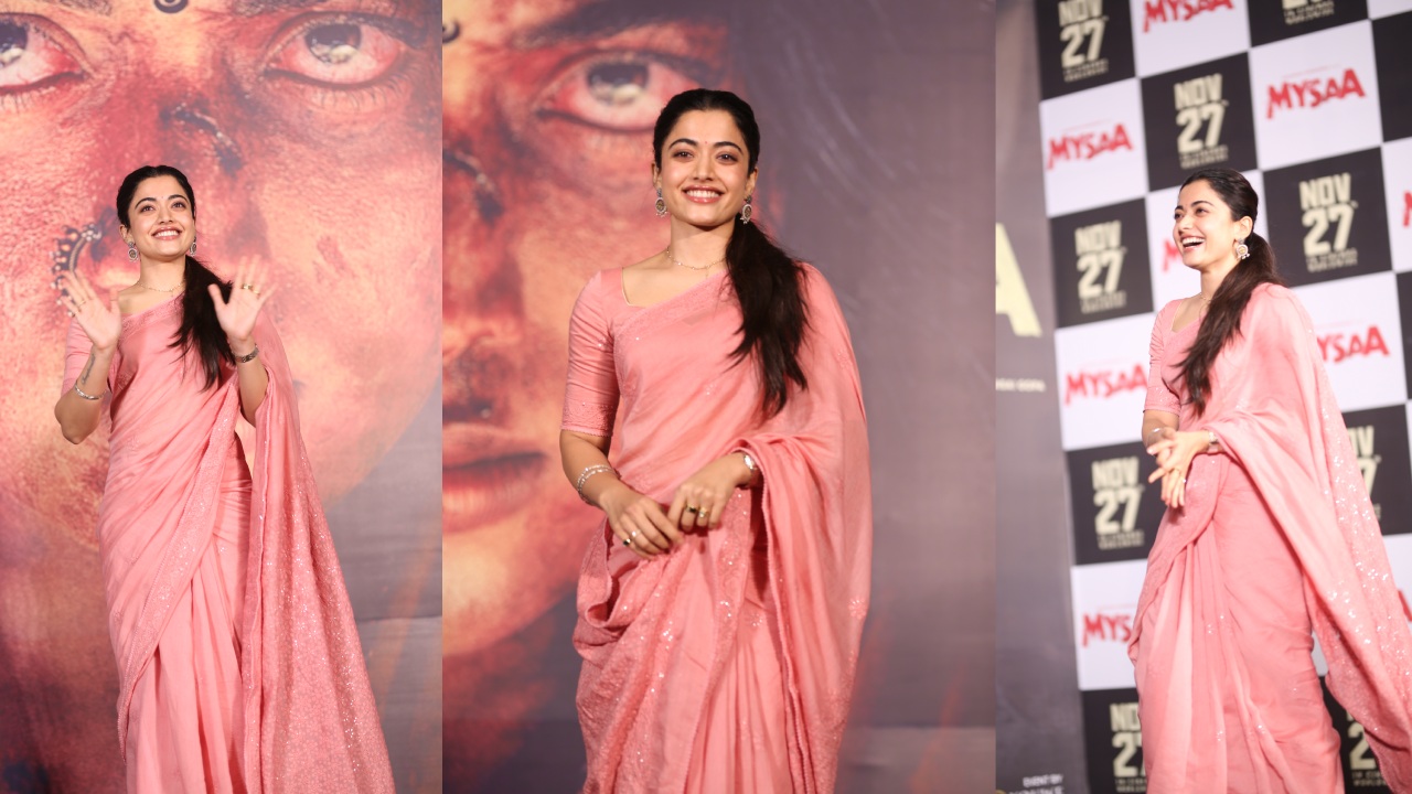 Rashmika Mandanna : ‘మైసా’ టీజర్ లాంచ్ ఈవెంట్.. చీరలో సందడి చేసిన రష్మిక మందన్న..