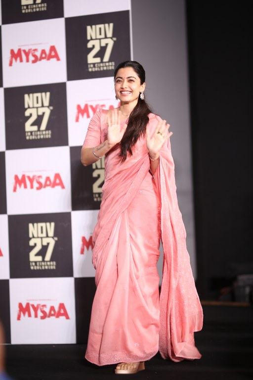 Rashmika Mandanna in Saree at Mysaa Teaser Launch Event