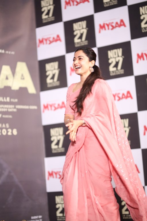 Rashmika Mandanna in Saree at Mysaa Teaser Launch Event