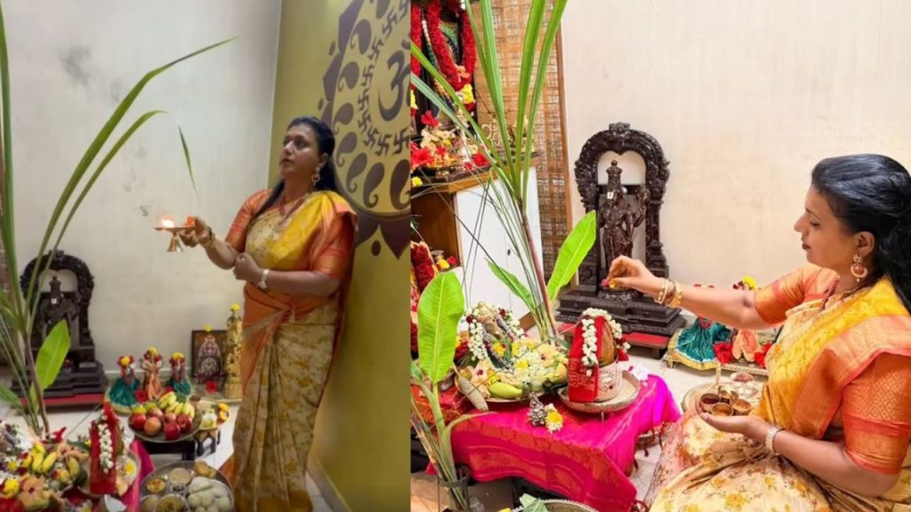 Roja Selvamani : మాజీ మంత్రి, నటి రోజా వినాయక చవితి పూజలు.. ఫొటోలు..