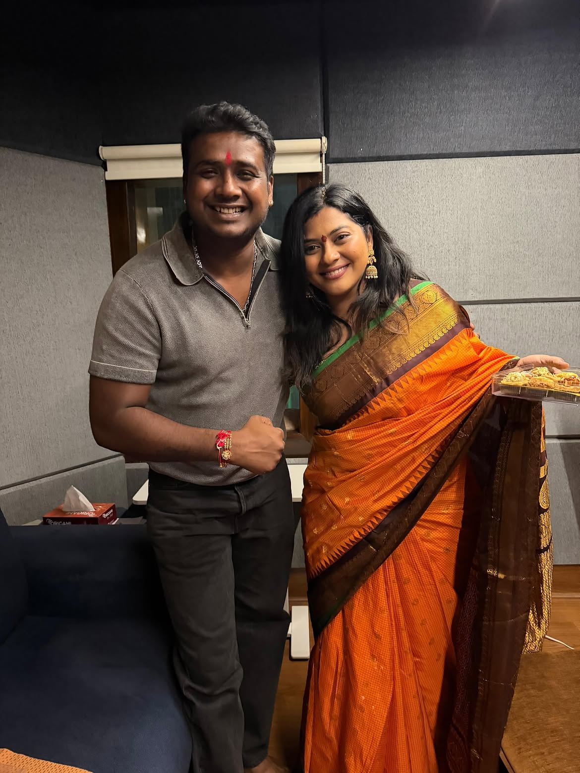 Sameera Bharadwaj Tied Rakhi to Rahul Sipligunj